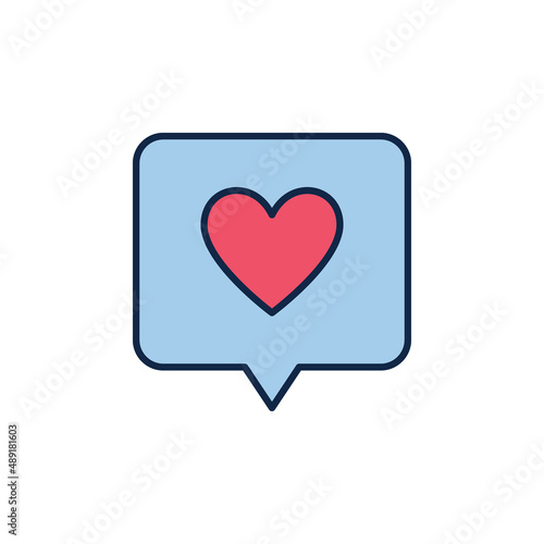 Heart inside Speech Bubble vector concept colored icon