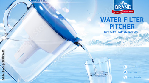 3d water filter pitcher ad template