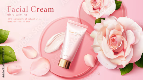 Rose facial cream ad banner