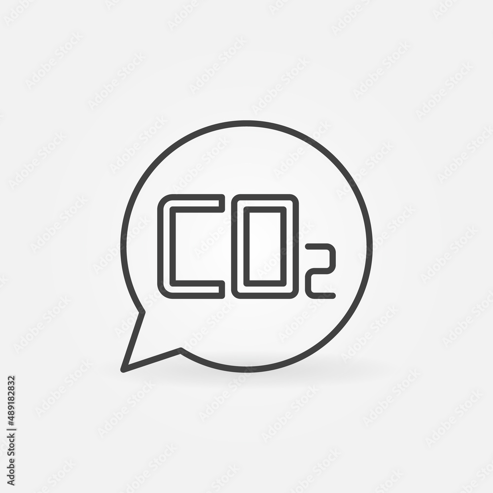 Speech Bubble with CO2 vector thin line concept icon Speech Bubble with CO2 vector thin line concept icon