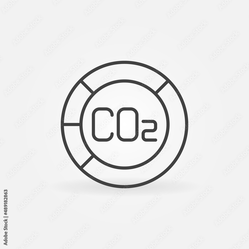 Carbon Dioxide CO2 Pie Chart vector concept line icon Carbon Dioxide CO2 Pie Chart vector concept line icon