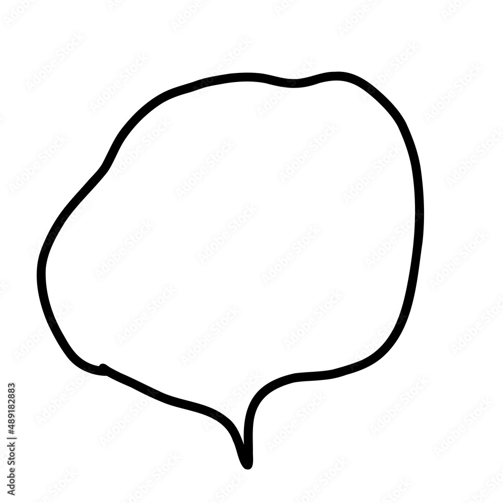 Illustration material |Simple handwritten speech bubble, black, no fill