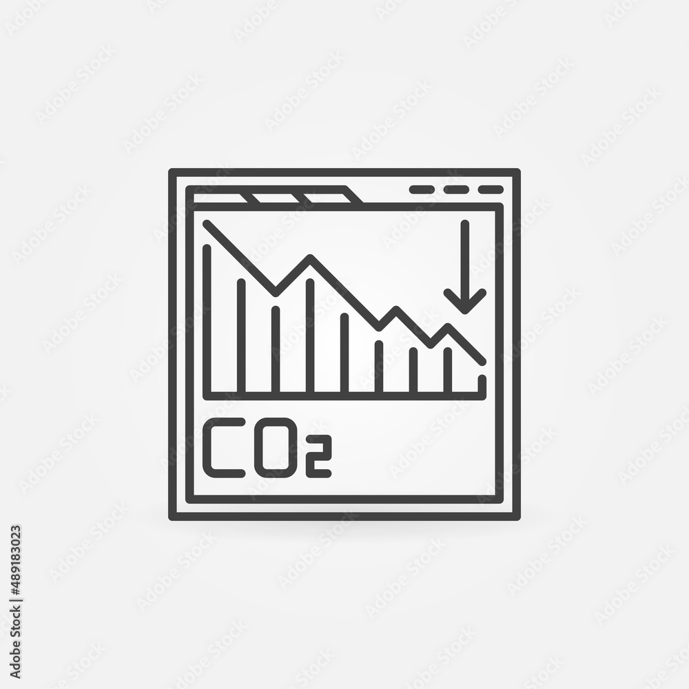 Webpage with CO2 Carbon Dioxide Chart vector line icon Webpage with CO2 Carbon Dioxide Chart vector line icon