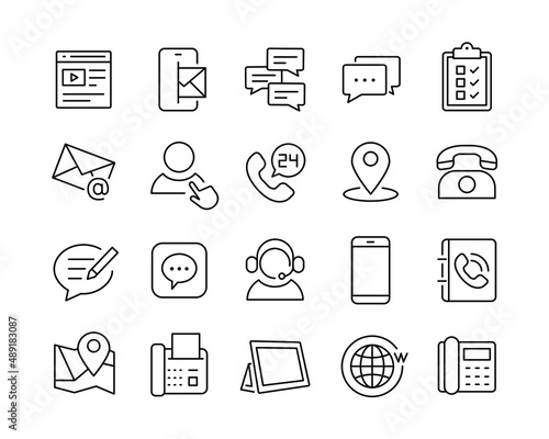 Contact Us Icons - Vector Line Icons. Editable Stroke. Vector Graphic photo