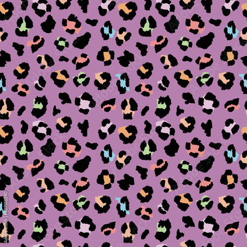Seamless pattern with leopard skin, endless colorful background, abstract repeating pattern, wild animal skin shapes