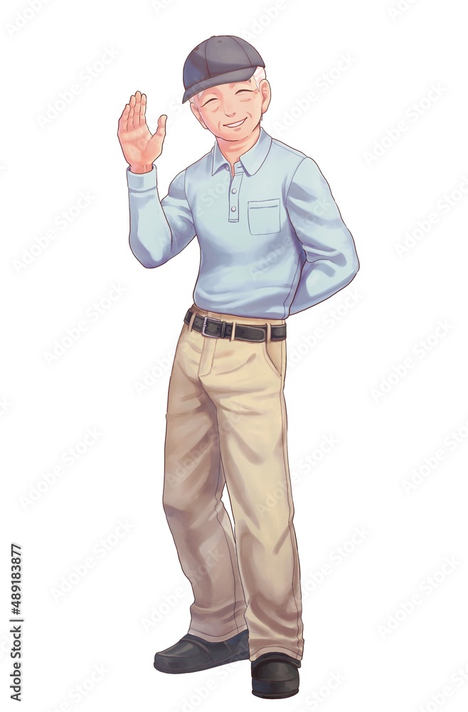 Clip art of an elderly man with a happy expression