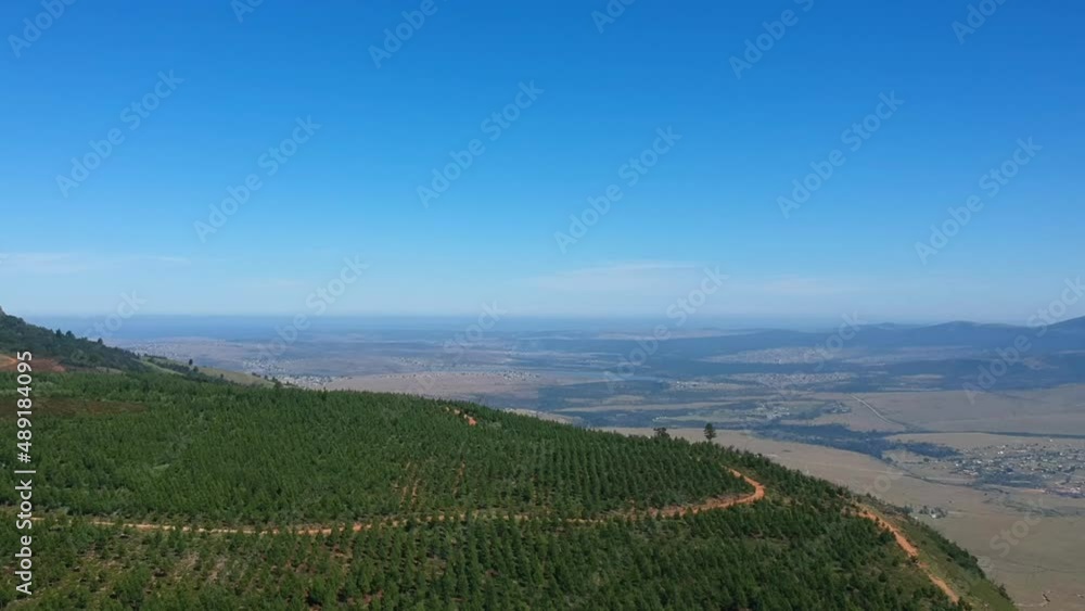 Drone flies above Hoggsback Mountain in South Africa. Drone flies above Hoggsback Mountain in South Africa.