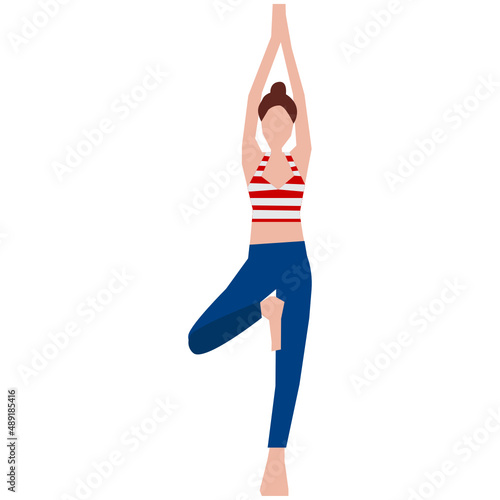 Tree pose vector illustration in flat color design