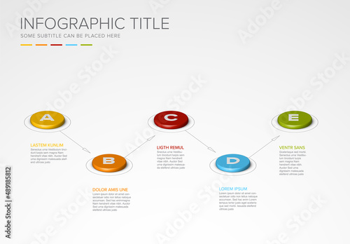 Vector colorful multipurpose Infographic template with five buttons
