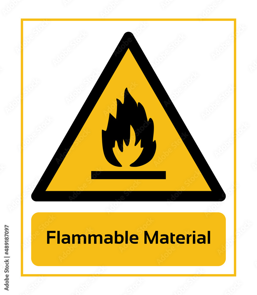 Flammable Material. Warning Signs. ISO 7010 Sign. Signs of Danger And Alerts. Caution Signs. Flammable Material. Warning Signs. ISO 7010 Sign. Signs of Danger And Alerts. Caution Signs.