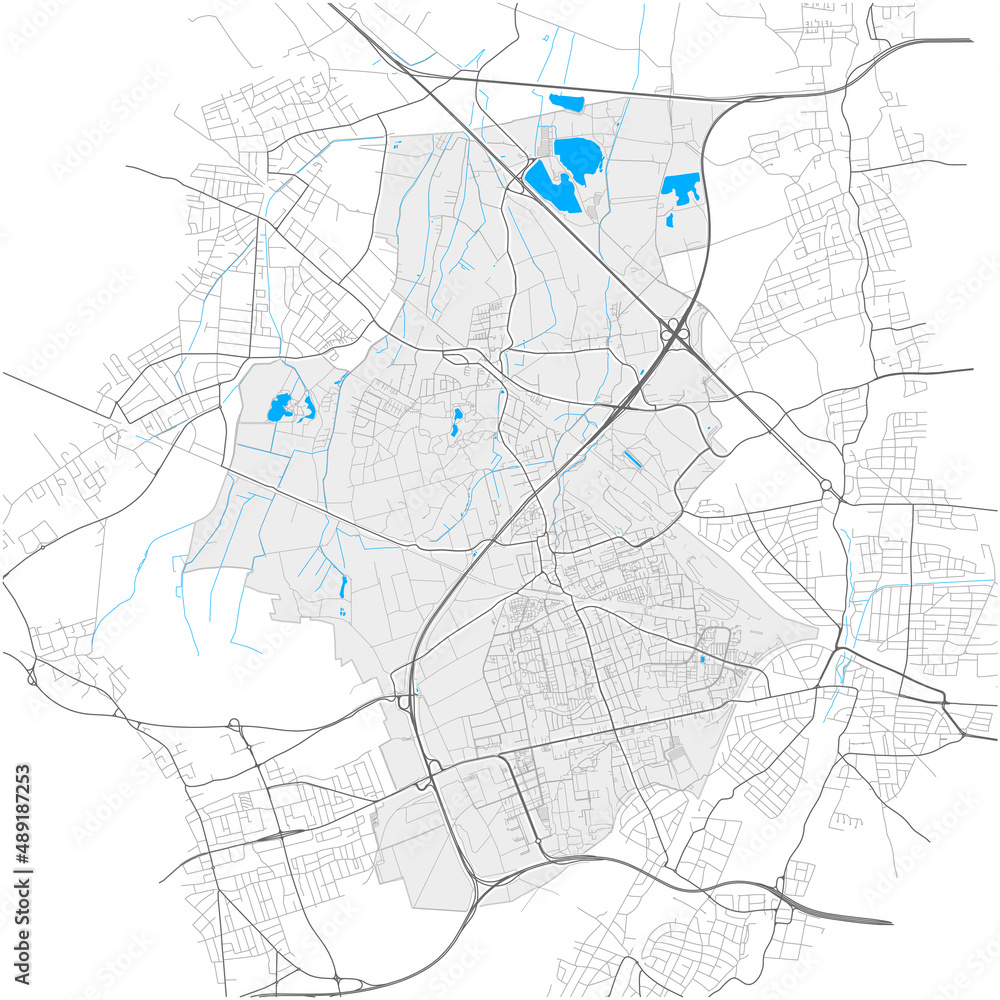 Aubing-Lochhausen-Langwied, München, Deutschland high detail vector map