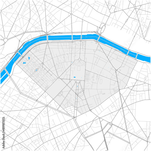 7th Arrondissement, Paris, FRANCE high detail vector map