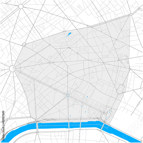 8th Arrondissement, Paris, FRANCE high detail vector map