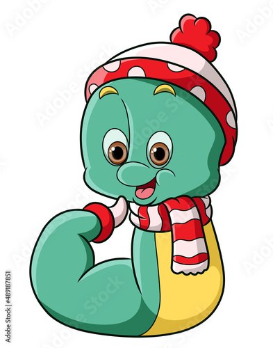 The caterpillar is wearing the winter scarf