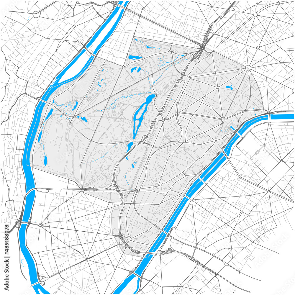 16th Arrondissement, Paris, FRANCE high detail vector map Stock Vector