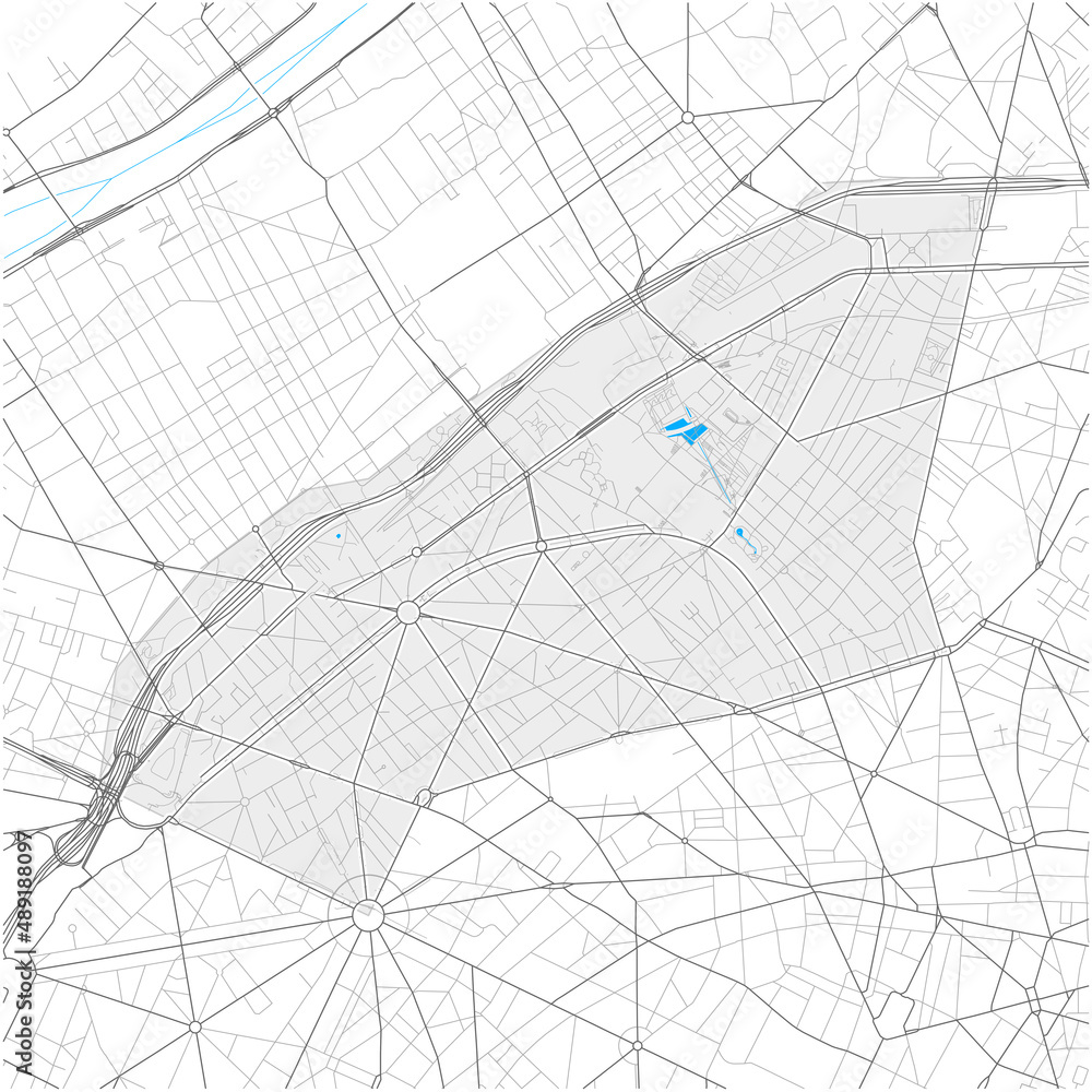 17th Arrondissement, Paris, FRANCE high detail vector map