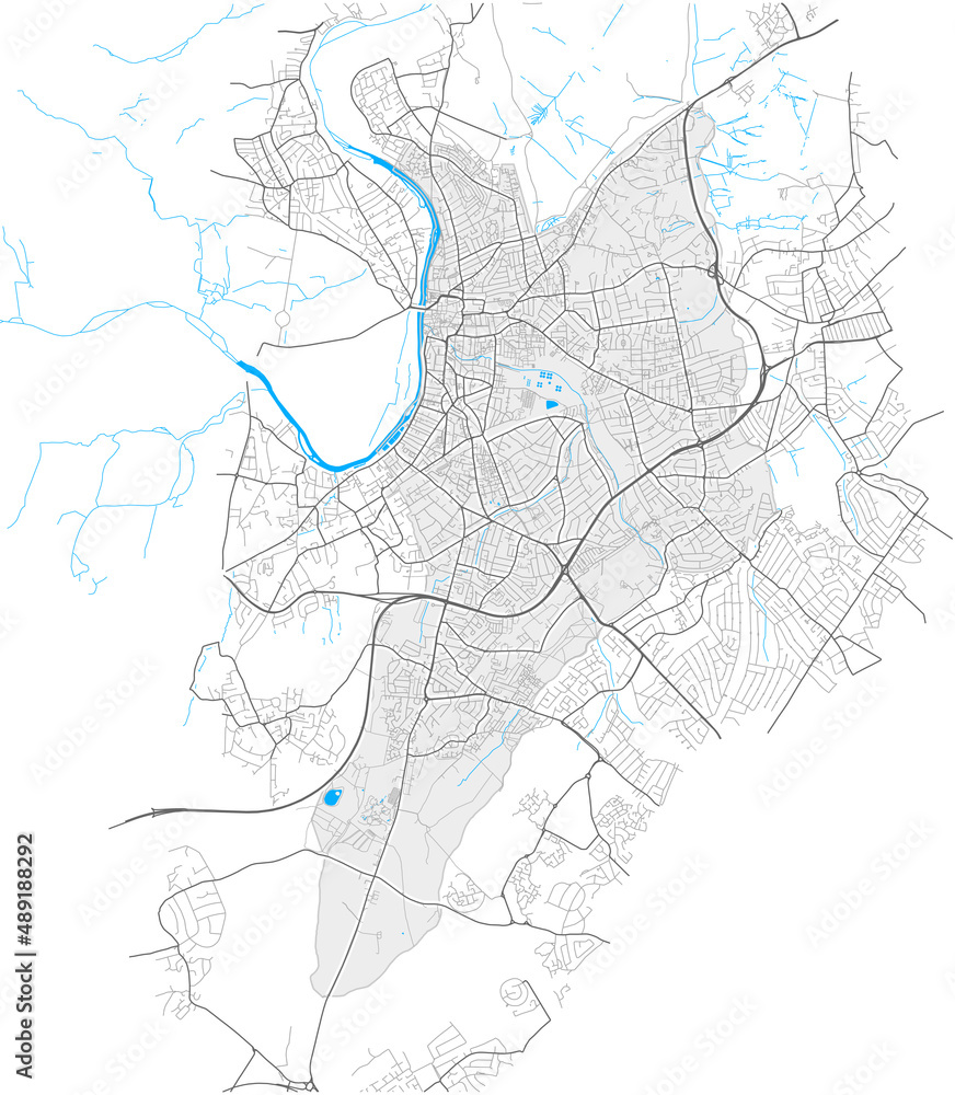 Kingston upon Thames, Greater London, United Kingdom high detail vector map