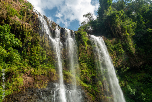 Tad Yuang waterfall in tropical rain forest. Laos