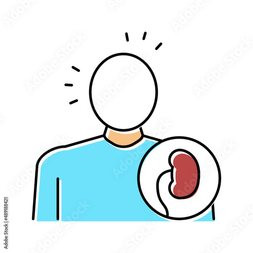 paleness human skin, kidney disease color icon vector illustration