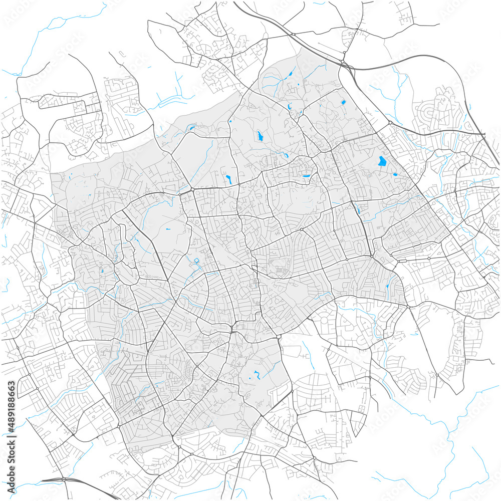 Harrow, Greater London, United Kingdom high detail vector map