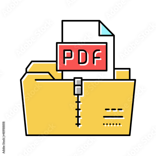 archiving pdf file color icon vector illustration