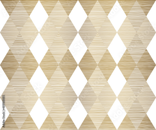 Gold Elegant Rhombus Geometric Seamless Pattern on White Background