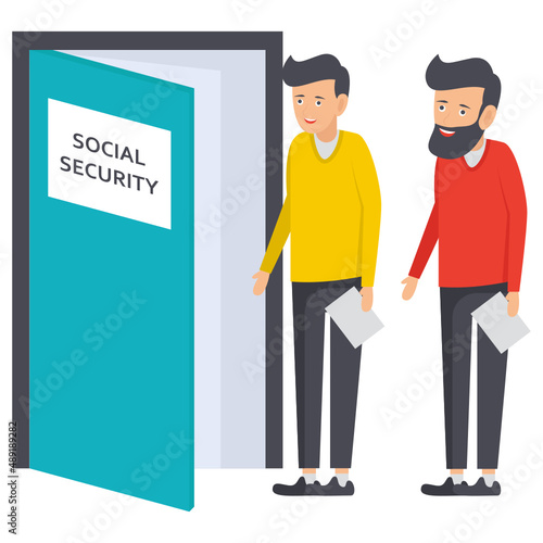 Social Security Administration Office Concept, Social Anxiety or Social Phobia Vector Icon Design, Economic Assistance Symbol, Unemployment Benefits Sign, Unconditional Income stock illustration