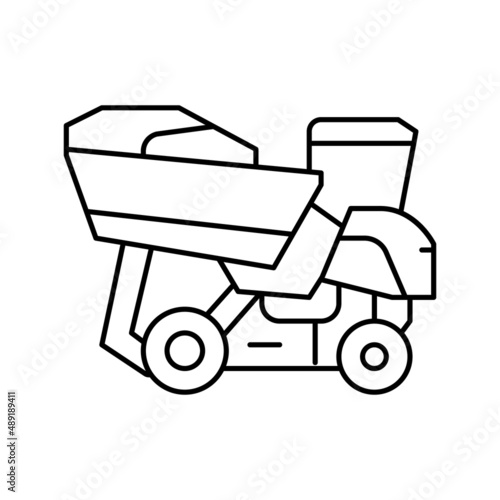harvester tractor for olives line icon vector illustration