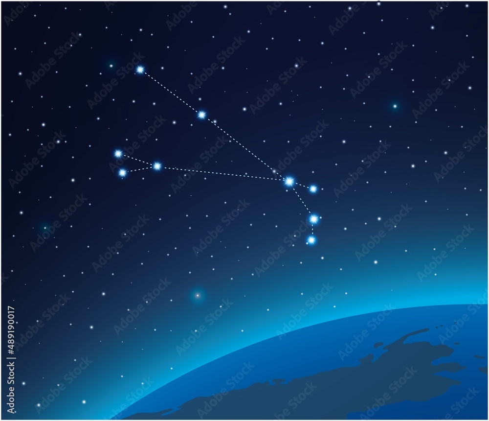 Constellation Aries with planet in deep space Constellation Aries with planet in deep space