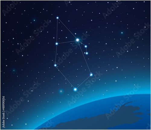 Constellation Auriga with planet in deep space 