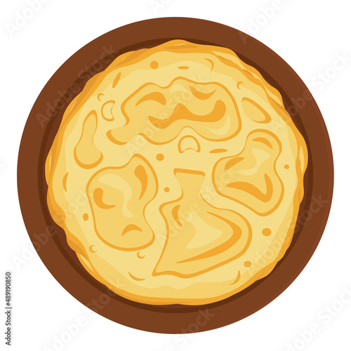 Pancake on a plate. Vector illustration on the theme of homemade baking.