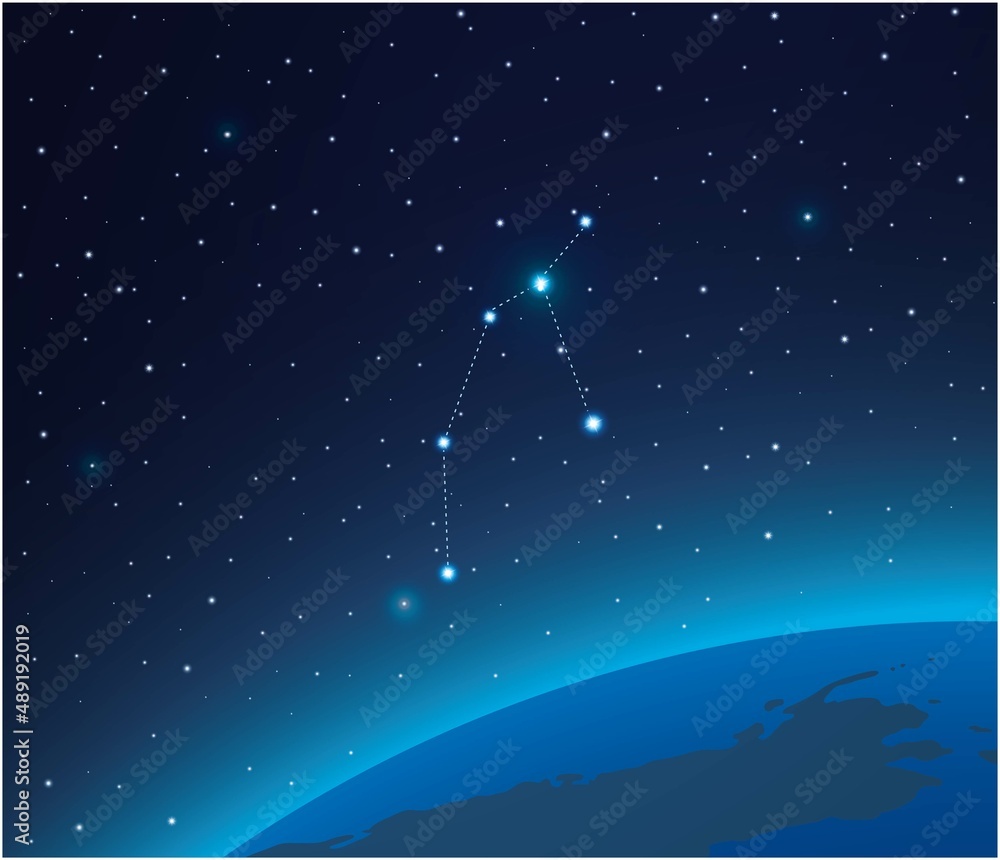 Fototapeta premium Constellation Perseus with planet in deep space 