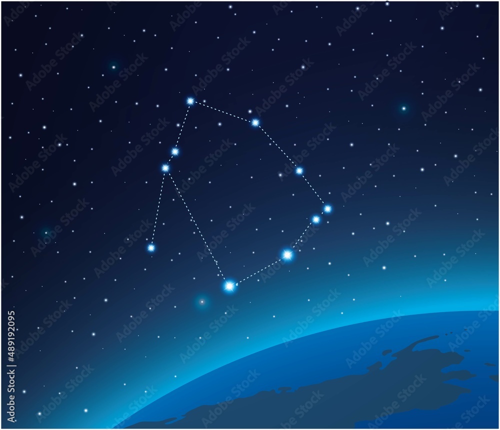 Constellation Ophiuchus with planet in deep space Constellation Ophiuchus with planet in deep space