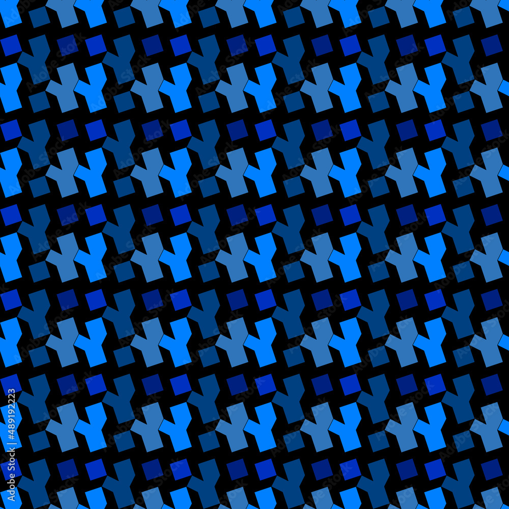 Fototapeta premium Monochromatic puzzle pattern with abstract blue square and rhombic shapes blocks Game, Jigsaw, Puzzle, mosaic, parquet