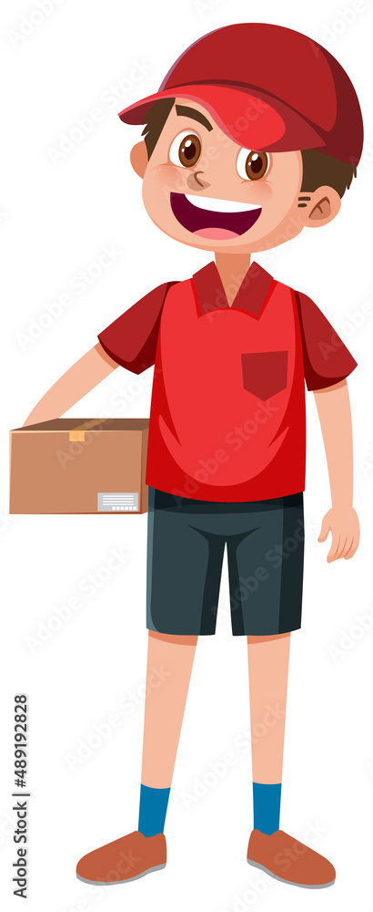 Obraz premium Delivery man cartoon character on white background