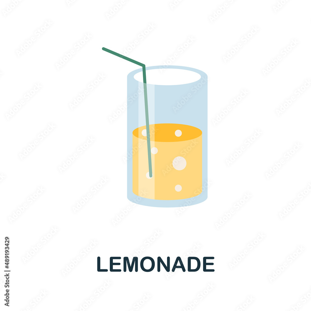 Lemonade flat icon. Colored element sign from drinks collection. Flat Lemonade icon sign for web design, infographics and more.