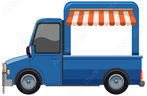A cute food truck on white background