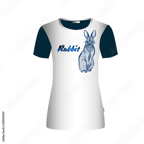 Rabbit print on a T-shirt. Vector illustration