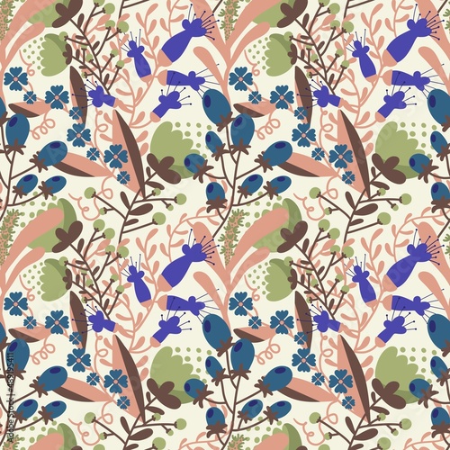 Simple floral seamless pattern with flowers for fabrics and cards and linens and kids and wrapping paper