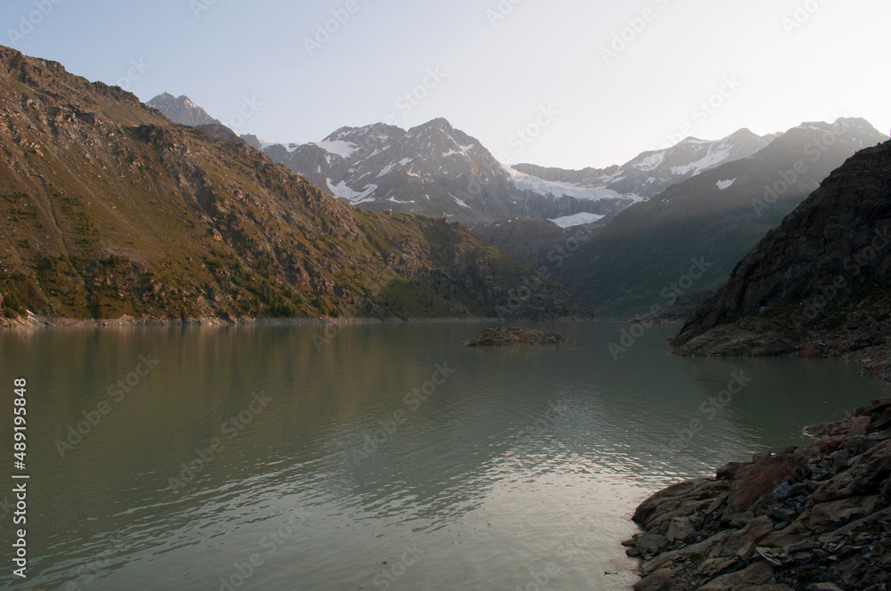 Gera Lake in the Early Morning. Italian Alps