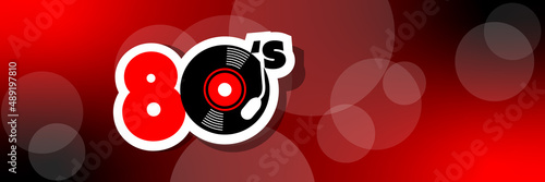 Eighties on red background	