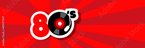 Eighties on radial stripes background	