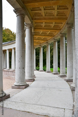 Colonnade in Arkhangelsk Park on an autumn day
