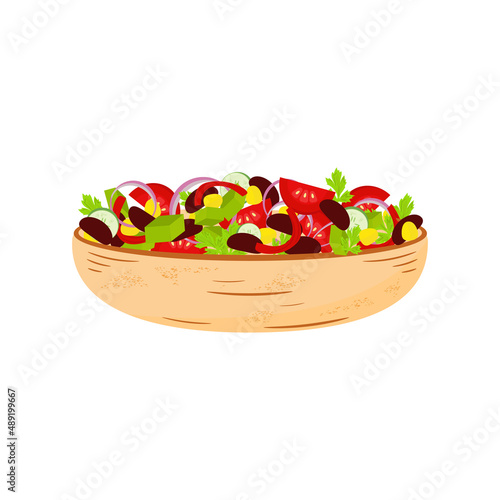 Mexican vegetable salad. Vegetables on a plate.