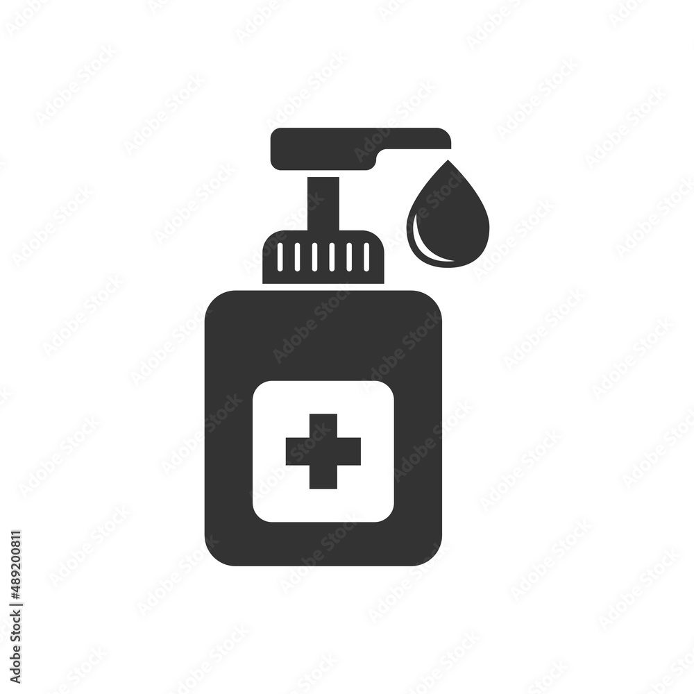 Hand sanitizer icon in flat style. Antiseptic bottle vector illustration on isolated background. Disinfect gel sign business concept. Hand sanitizer icon in flat style. Antiseptic bottle vector illustration on isolated background. Disinfect gel sign business concept.