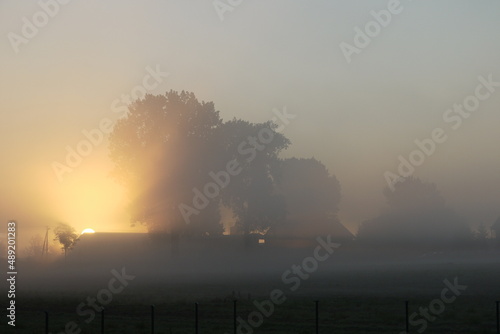 Misty (foggy) morning and sunrise in Poland