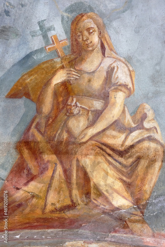 The fresco of virtue of Faith in Church of All Saints in Sesvete, Croatia