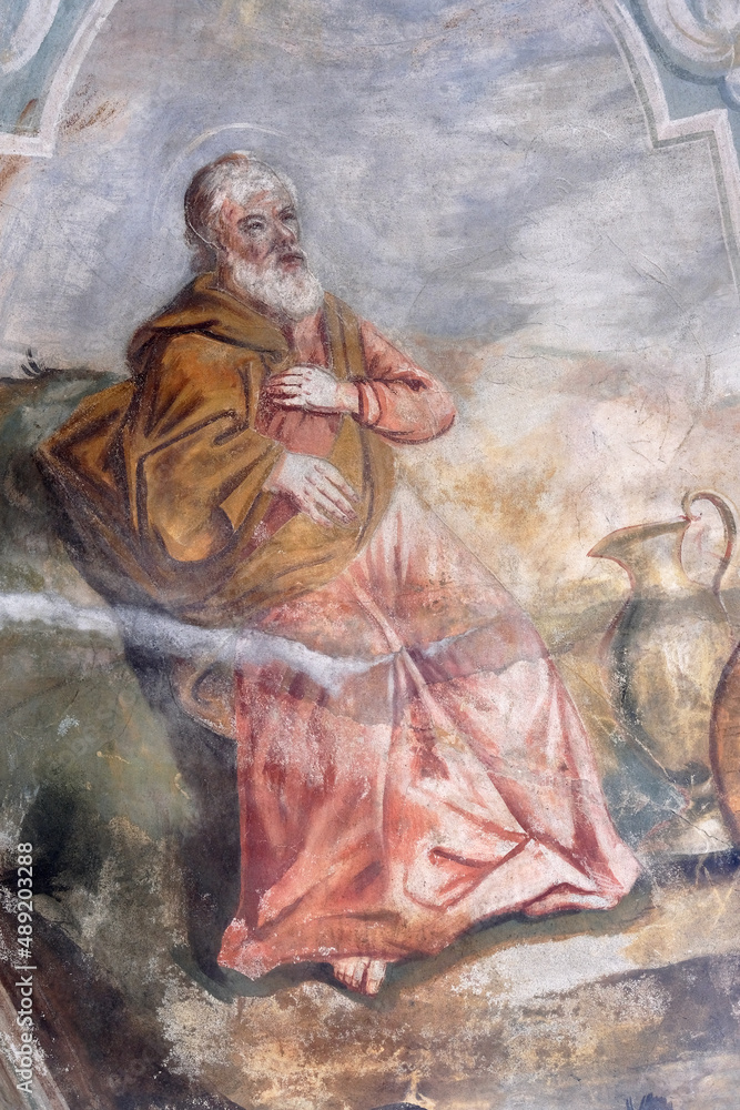 The prophet Elijah, fresco in the Church of All Saints in Sesvete, Croatia