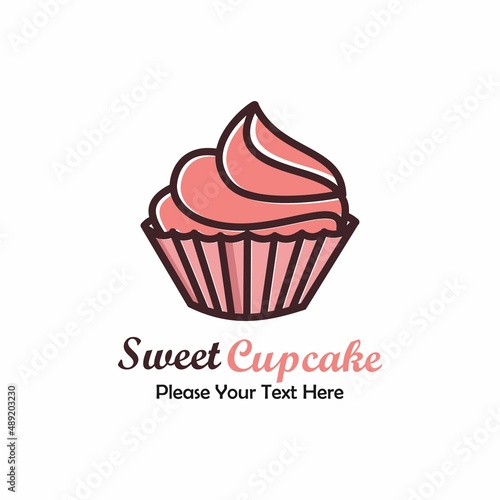Cupcake bakery logo template illustration
