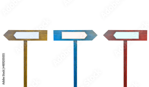 The arrows point to the right and left sides. multicolored pointers isolated on white background with a frame for text The concept of the right path. collection of arrows point. 3  pointers